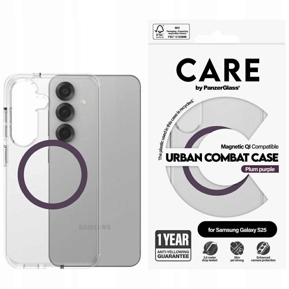 Pouzdro Care by PanzerGlass Flagship Urban Combat Purple Qi pro Samsung Galax