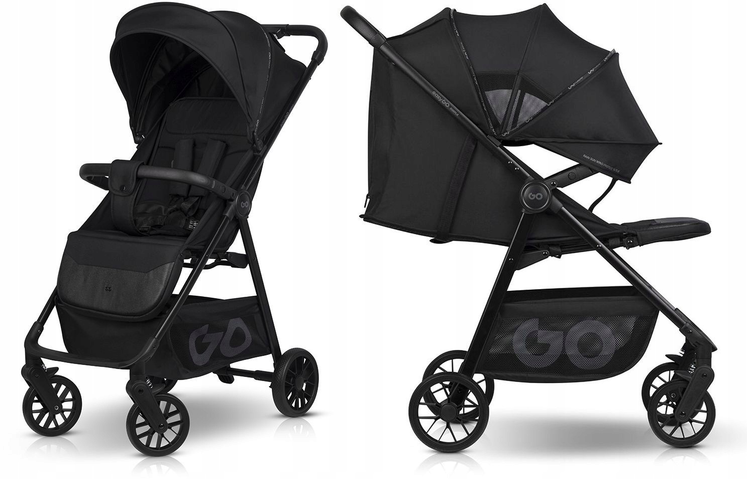 Lekki Wózek Spacerowy Dziecięcy EasyGo Simple Składany Duże Koła Do 22 Kg