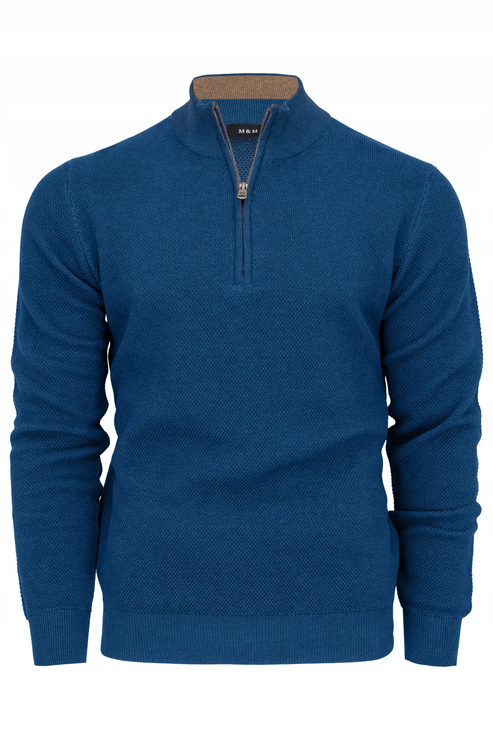 pánský svetr s krátkým zipem M&M pologolf jeans vel M