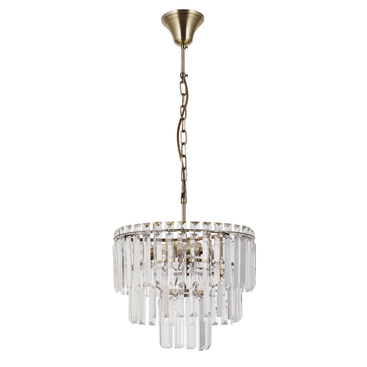 Buena PND-22320-4-ABR Mosadzná závesná lampa s kryštálikmi v štýle glamour