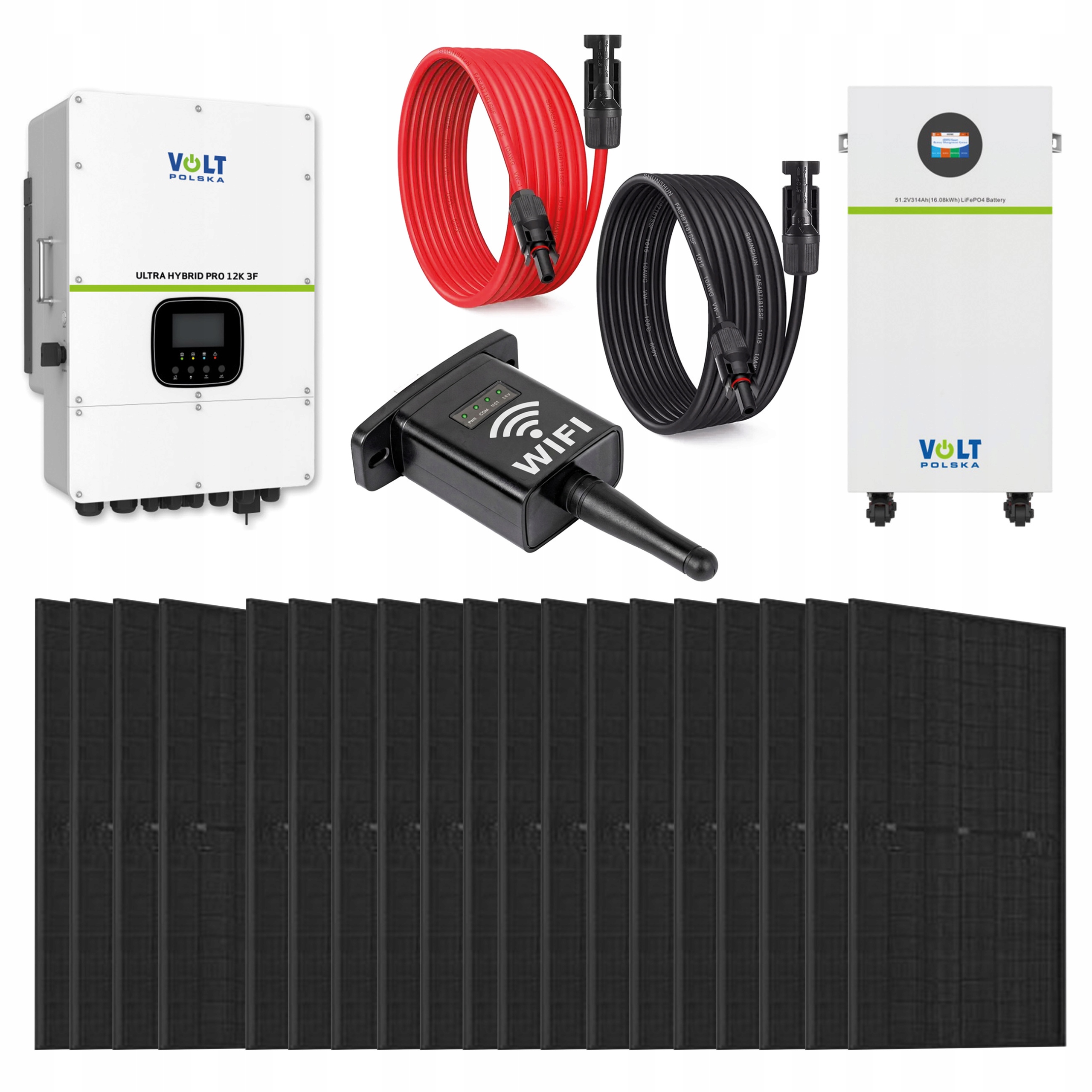 Zestaw fotowoltaiczny 12000W 3-fazy Magazyn Energii LifePO4 17kWh Off-grid