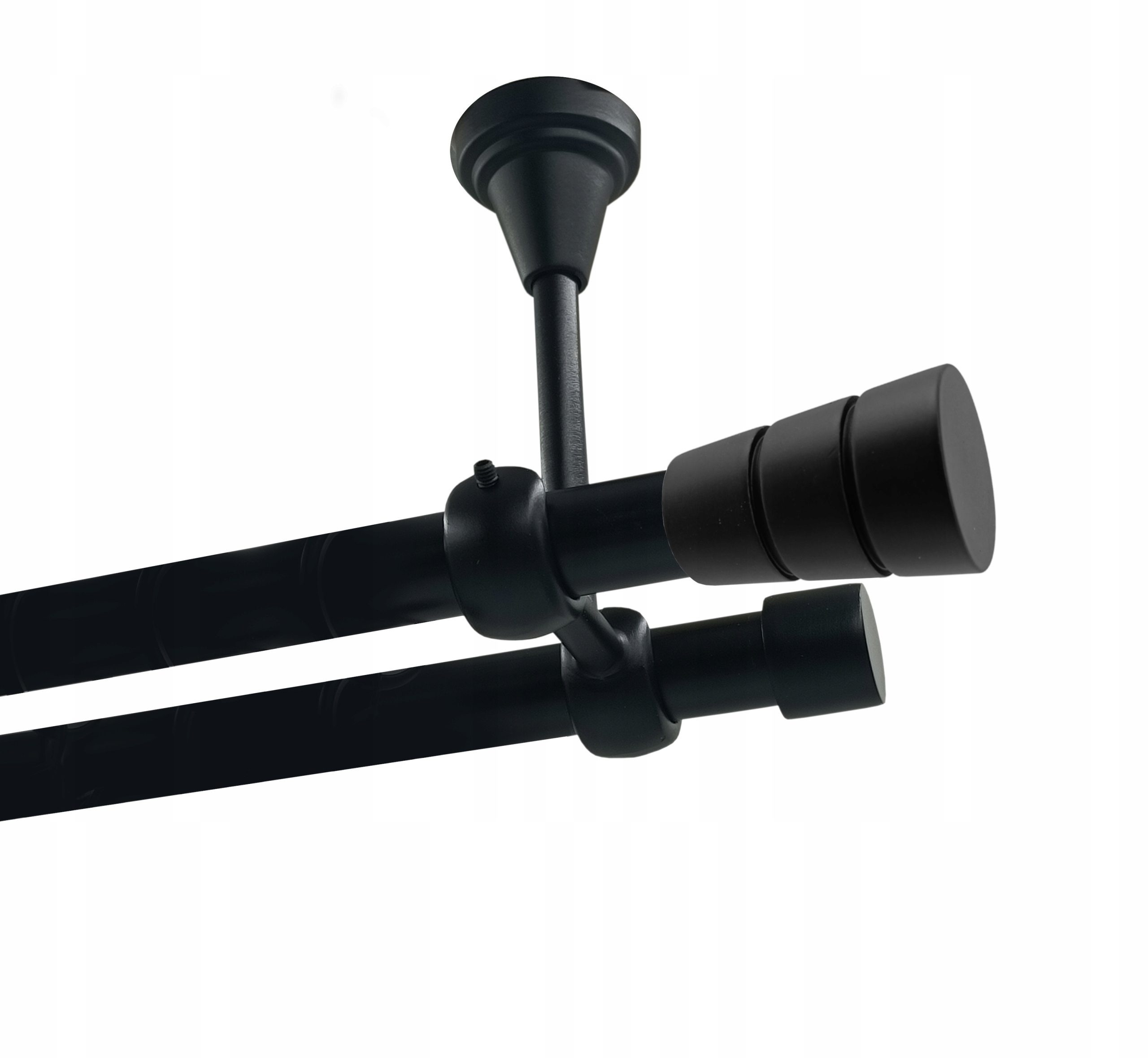 Garnýž dvojitá Metalová Stropní 19+19 mm Černá 180 cm Válec Basic Bez Koleček