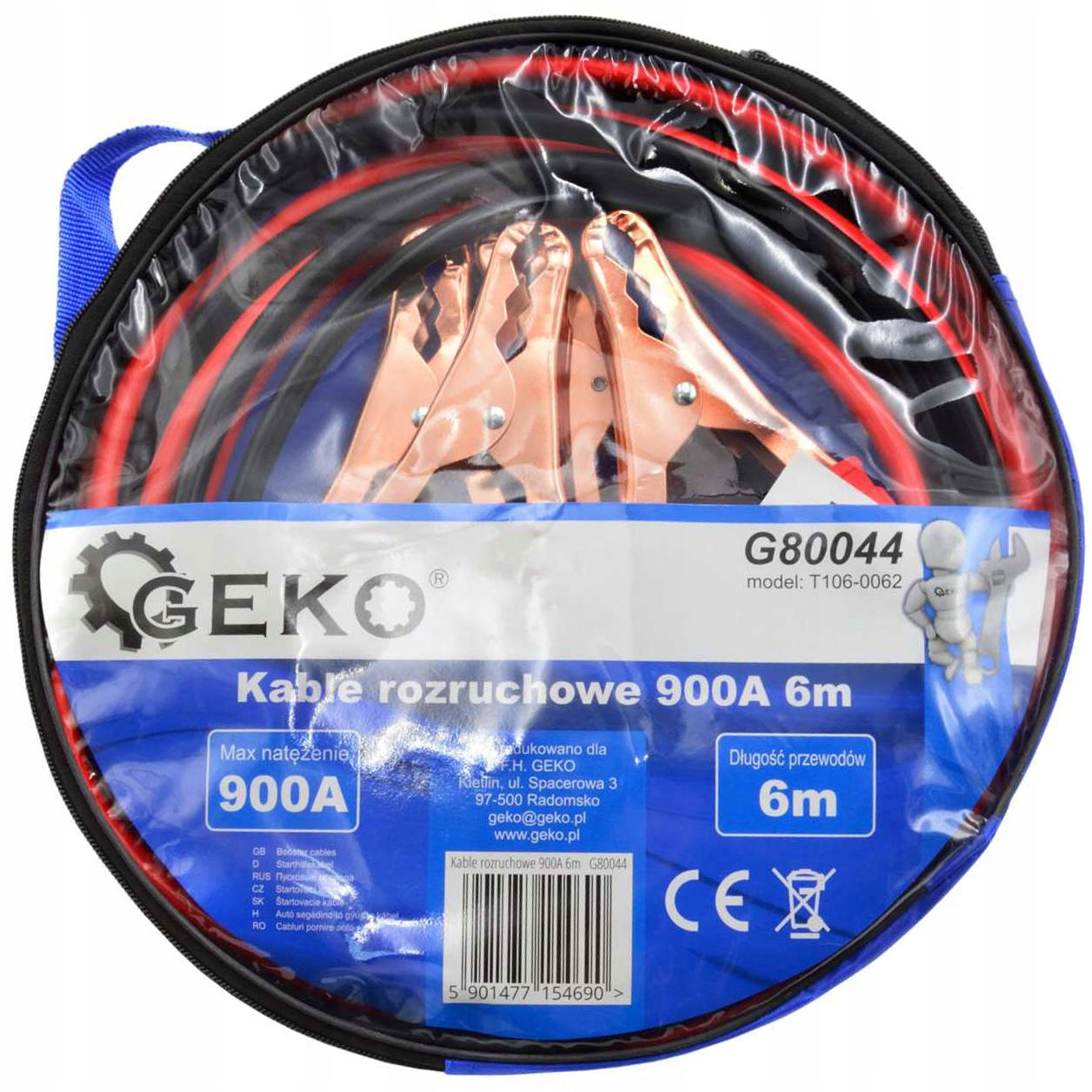 

Kable Przewody Rozruchowe Grube 900A 2x 6 Metrów