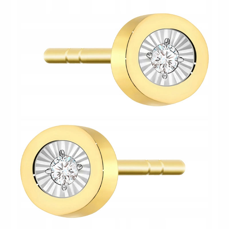Zlaté Náušnice 585 Kolečka S Brilianty 0,03 ct