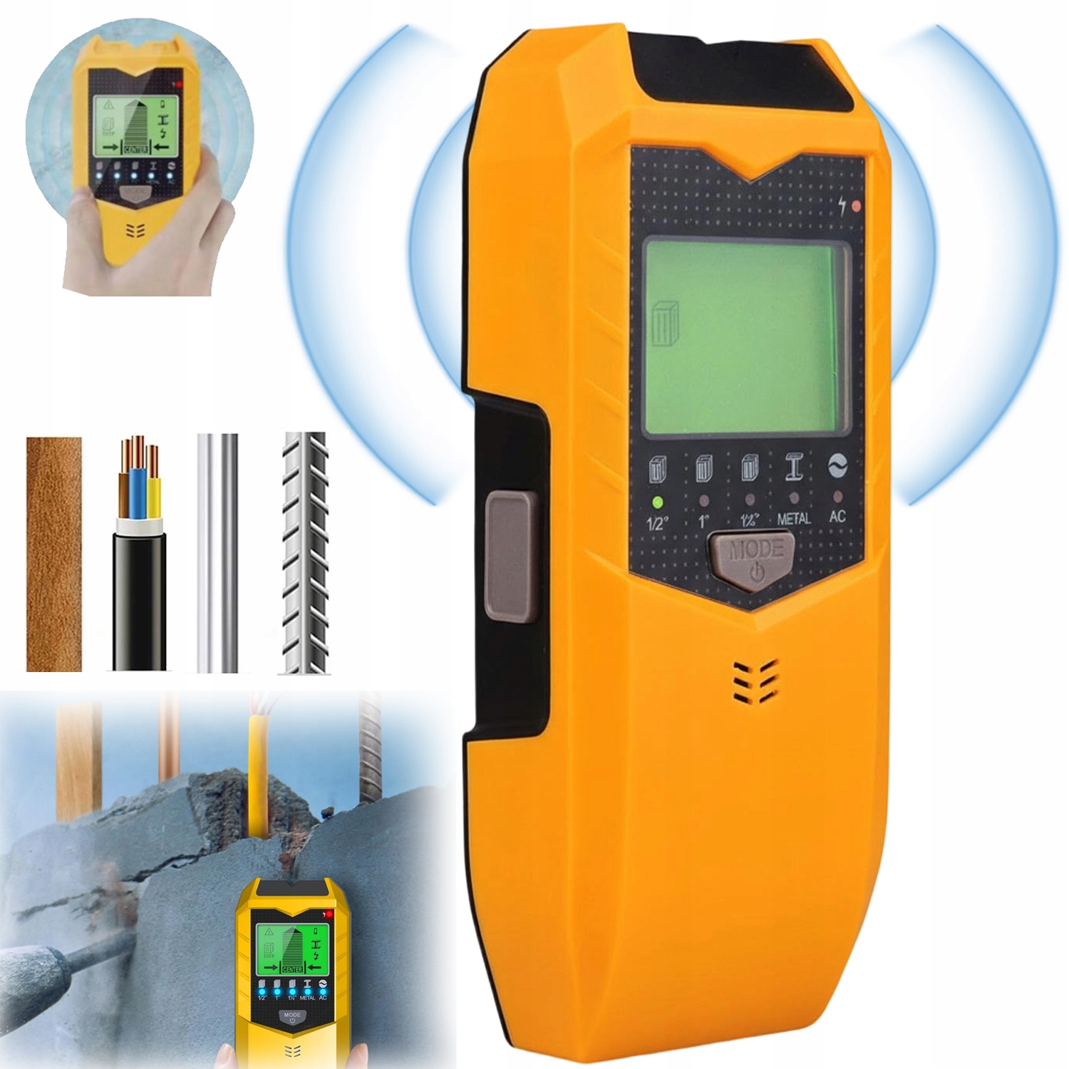 Detektor Kabelů, Detektor Dřeva, Kovové Kabely, Potrubí Ve Zdi 5V1 S LCD