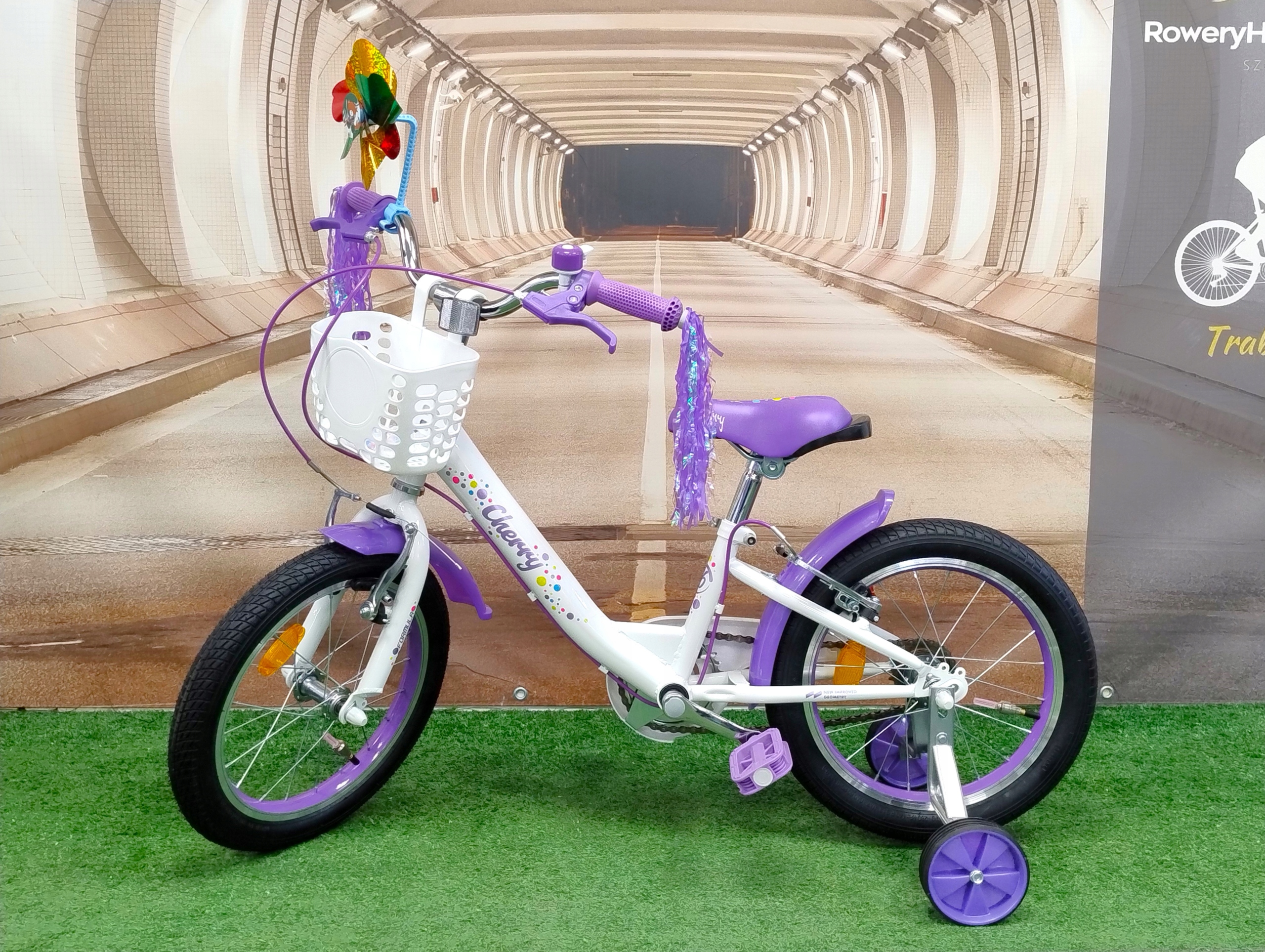 Rower dziecięcy dla dziewczynki 16 rama 8,5" 3 lata+ 100-120 cm Boczne Koła