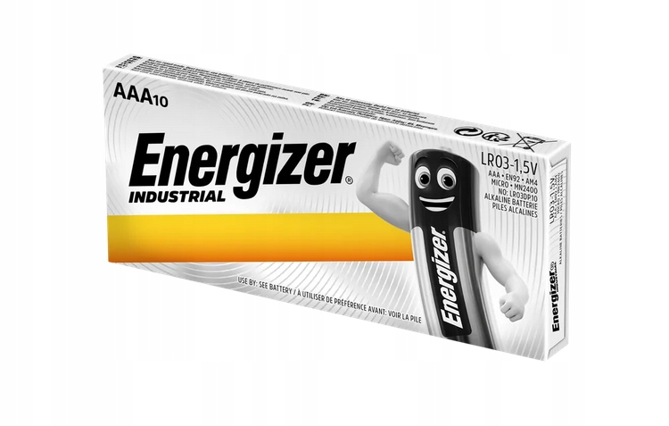 10x MOCNA BATERIA ENERGIZER INDUSTRIAL LR03 R3 AAA MAŁY PALUSZEK Stan opakowania oryginalne