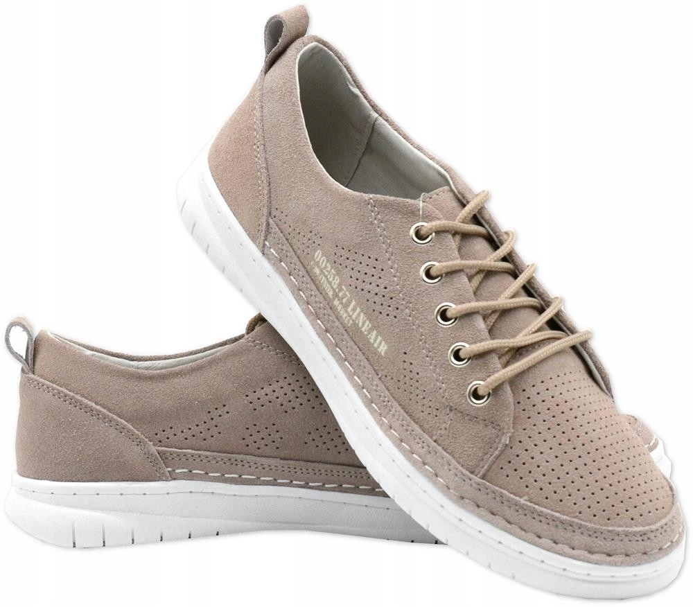 

Skórzane sneakersy damskie beżowe 22PB33-4636 - 39