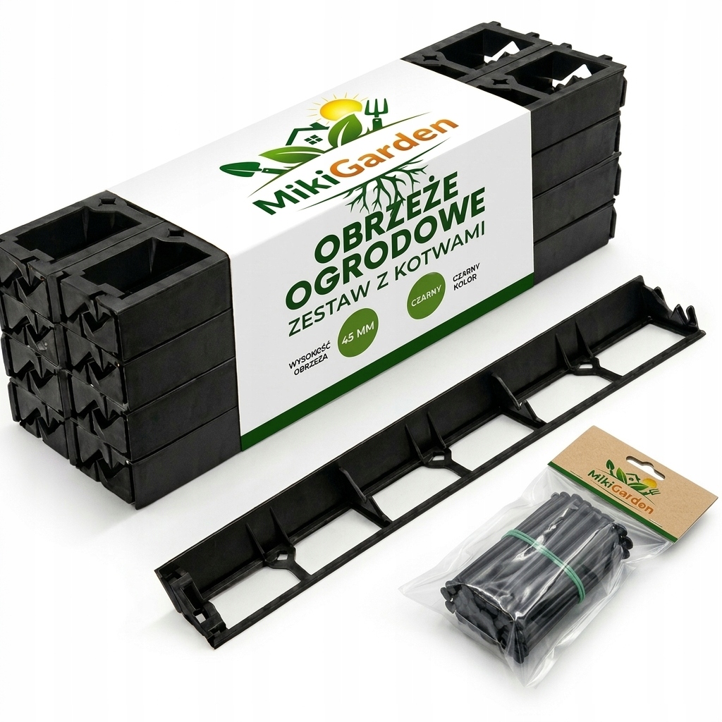 Zahradní Lem Trávníkový 30 m 45 mm Palisáda Eko Border Černá 120 Kotvy