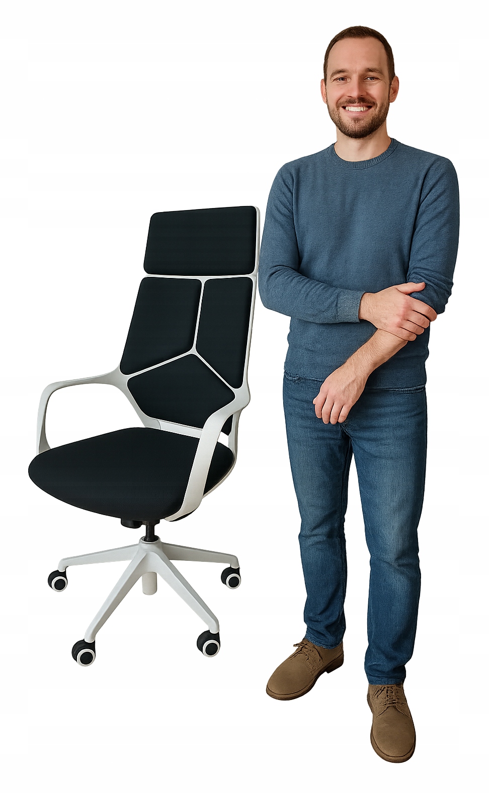 Krzesło Biurowe Noah Nowoczesne Obrotowe Tkanina Czarny Fotel Komfortowy