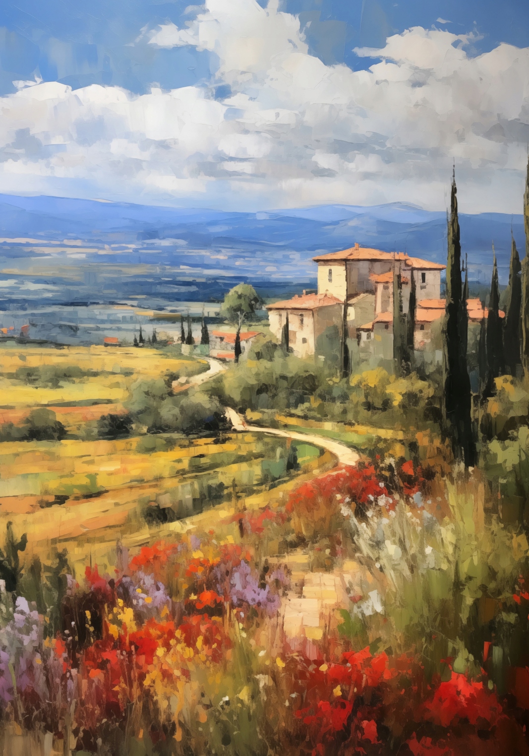Plakát 70x100 cm Toskánské ranní pohledy