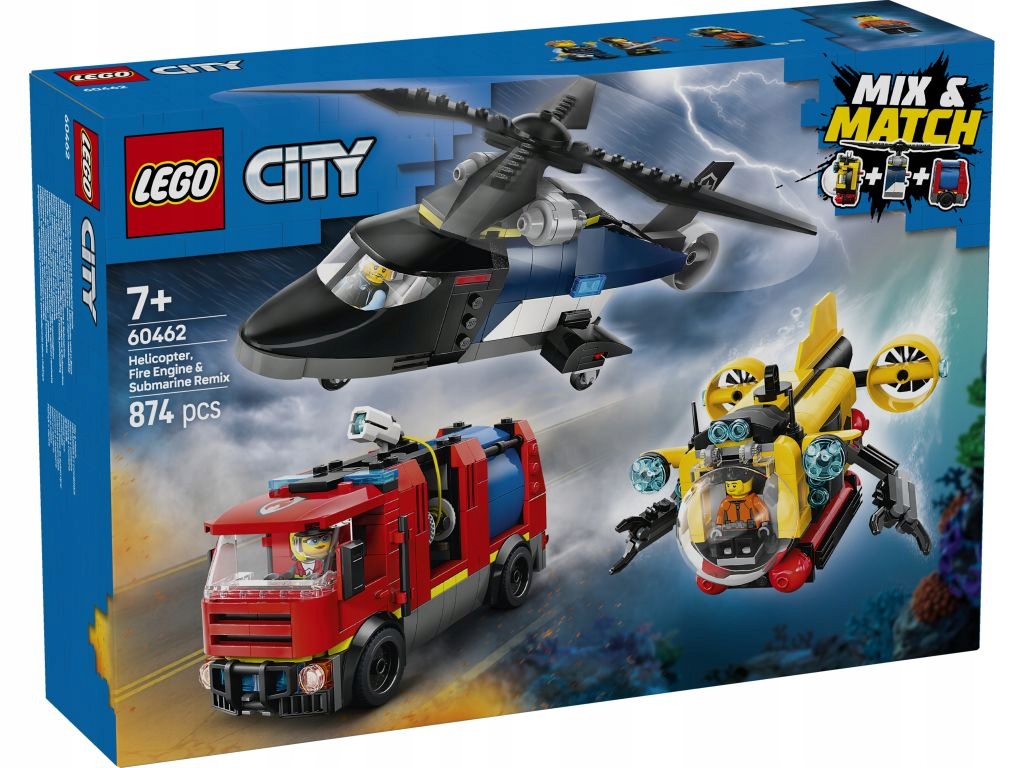 Lego City Sada S Vrtulníkem, Hasičským Autem A Ponorkou 60462