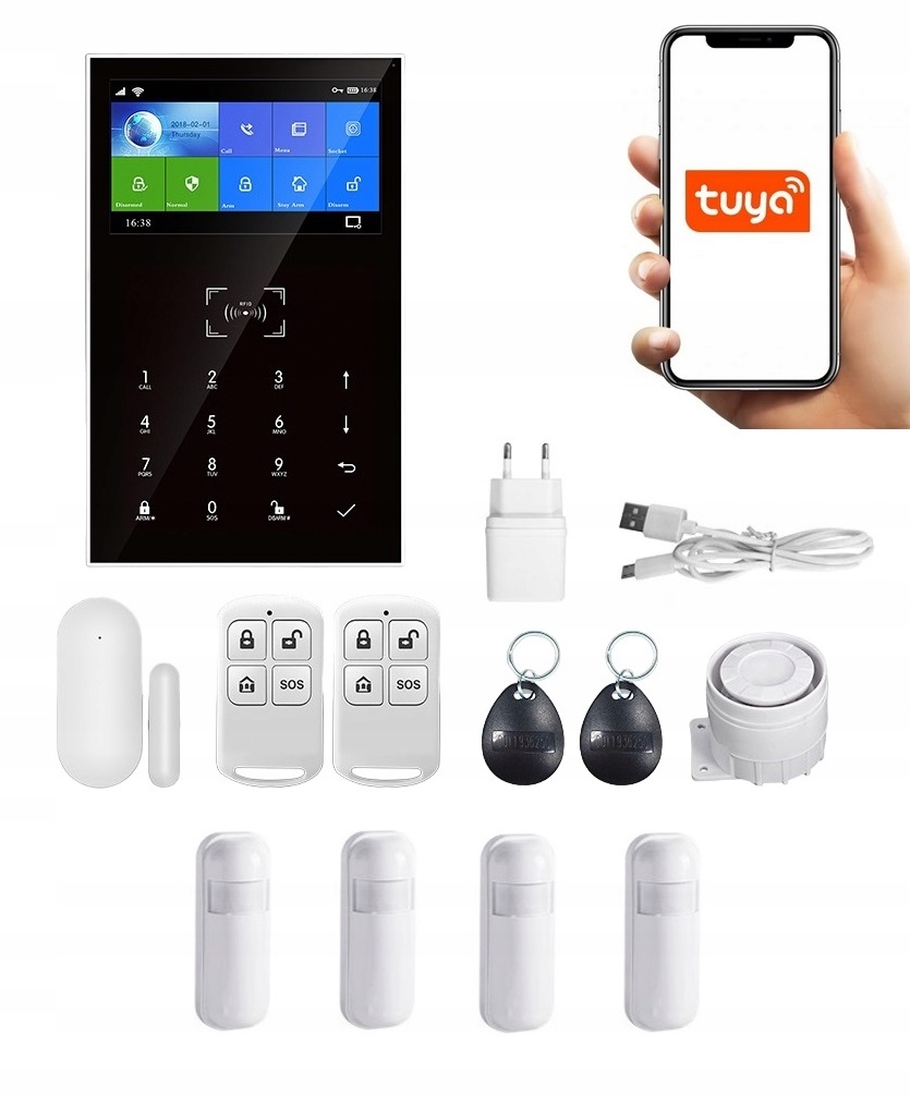 Bezdrôtová Alarmová Súprava s LCD 4,3" Gsm WiFi Tuya Smart Poľský 4xPIR