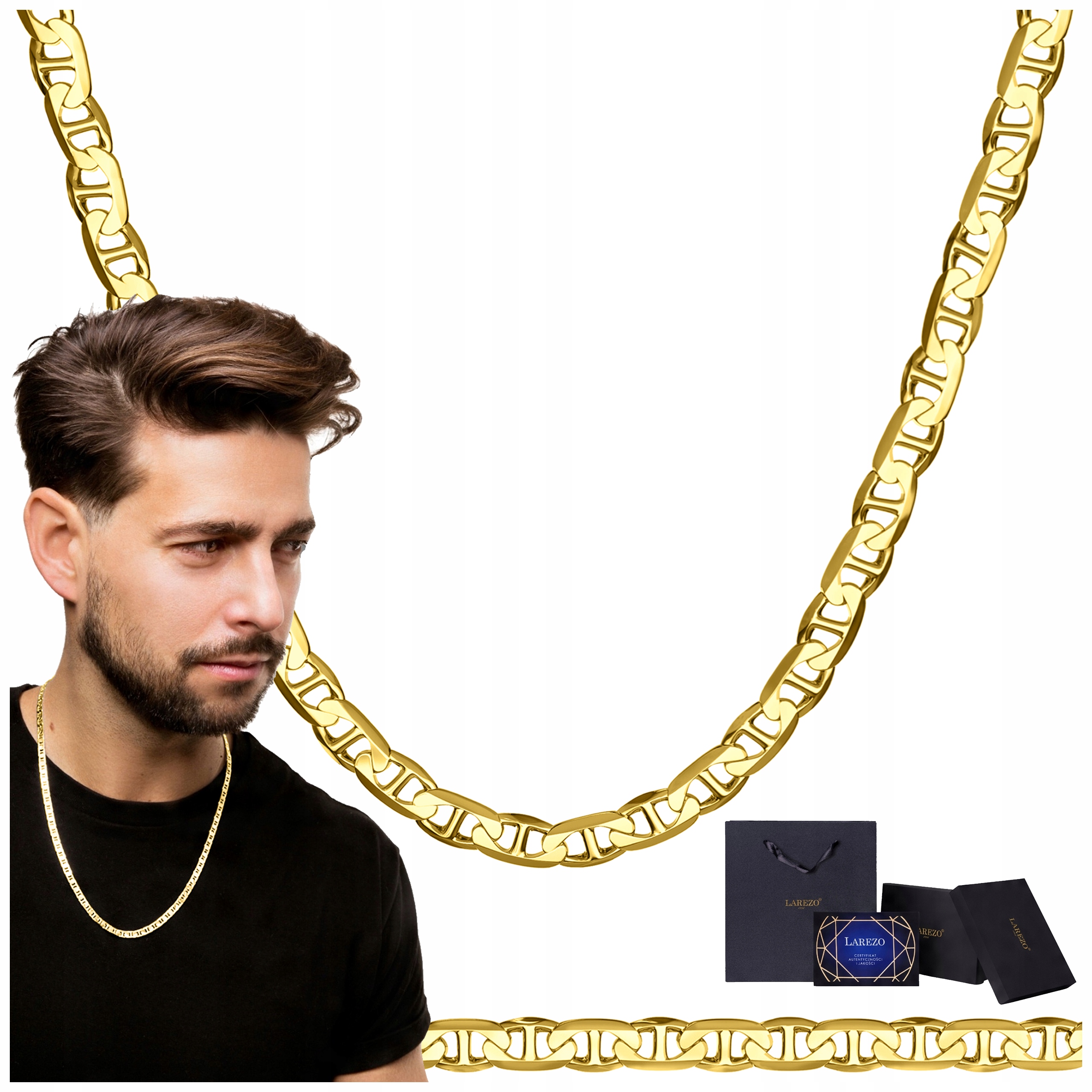 Zlatý Řetízek Pánská Vazba Gucci Marina 55 cm Plný Kovaný Řetěz Stříbro 925