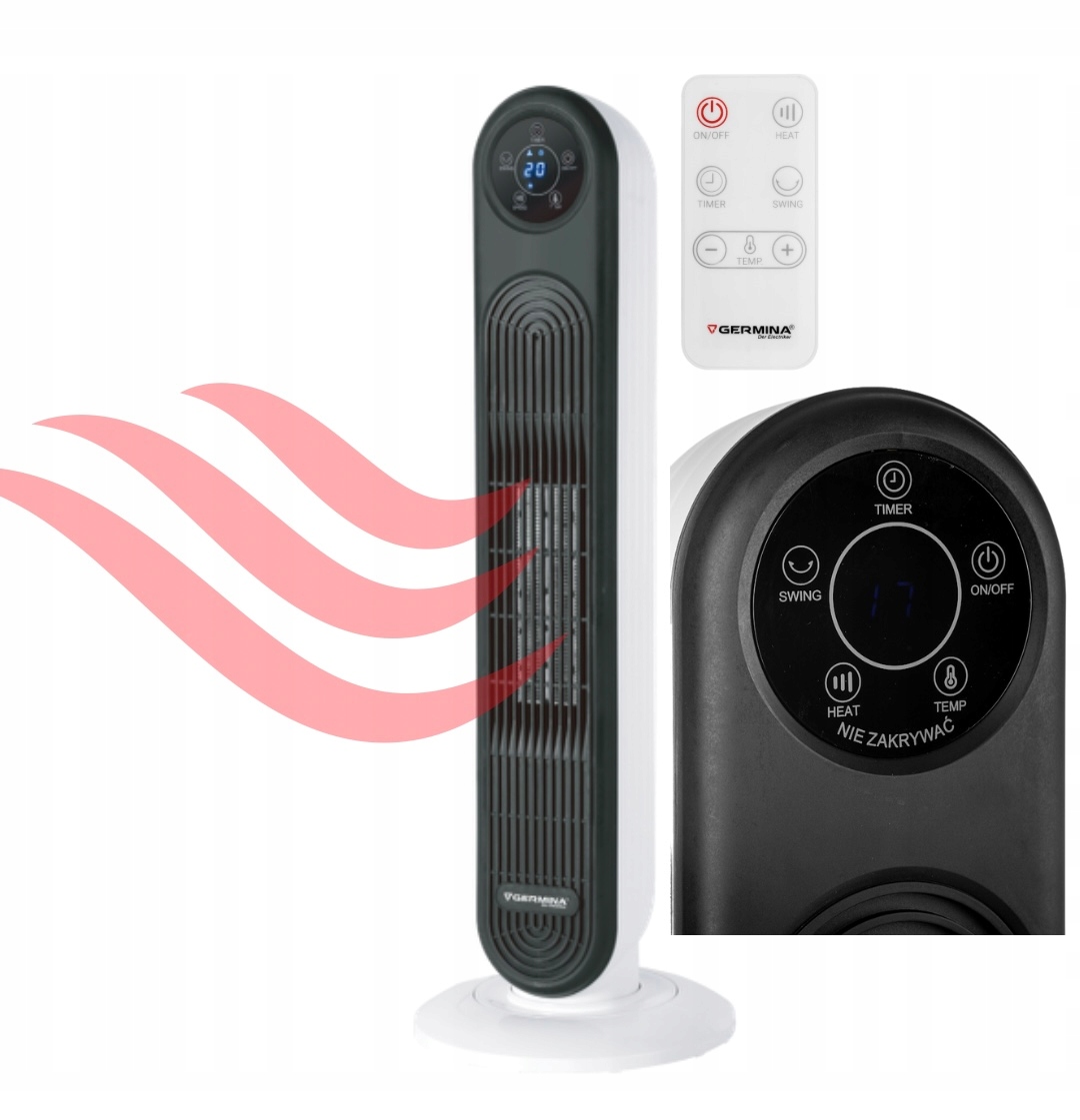 Grzejnik elektryczny kolumnowy termowentylator osuszacz Ptc 2 1000/2000W