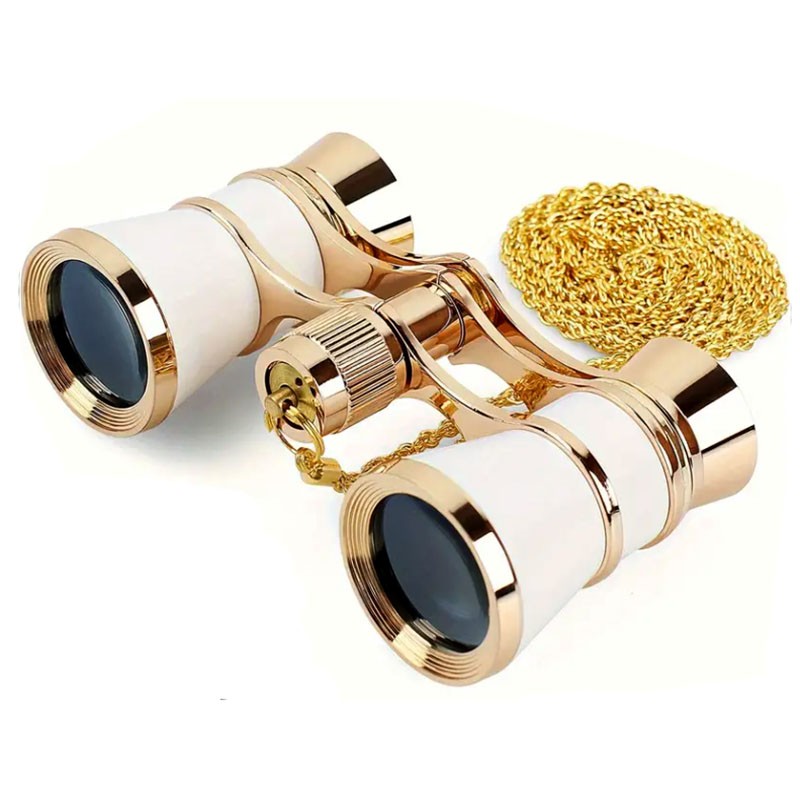 Lornetka teatralna 3x25 biało-złota, regulacja ostrości