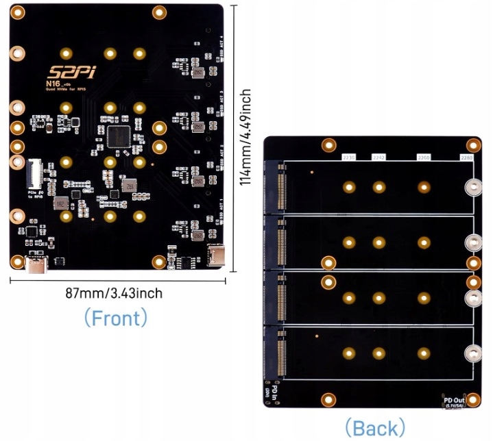 GeeekPi N16 Quad M.2 M-Key NVMe SSD HAT dla Raspberry Pi 5