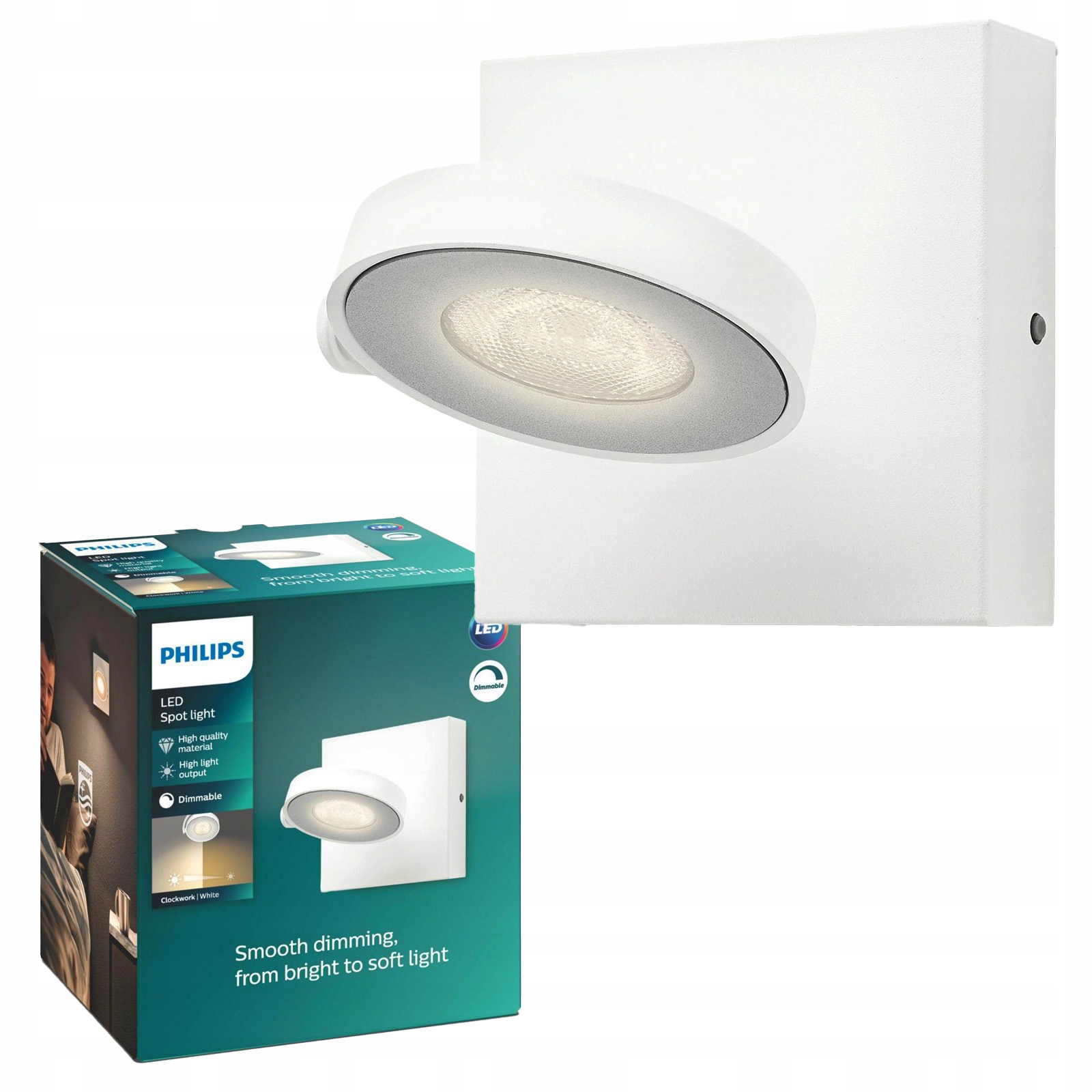 Nástenná lampa Led 4.5W 500lm 2700K biela Clockwork Philips