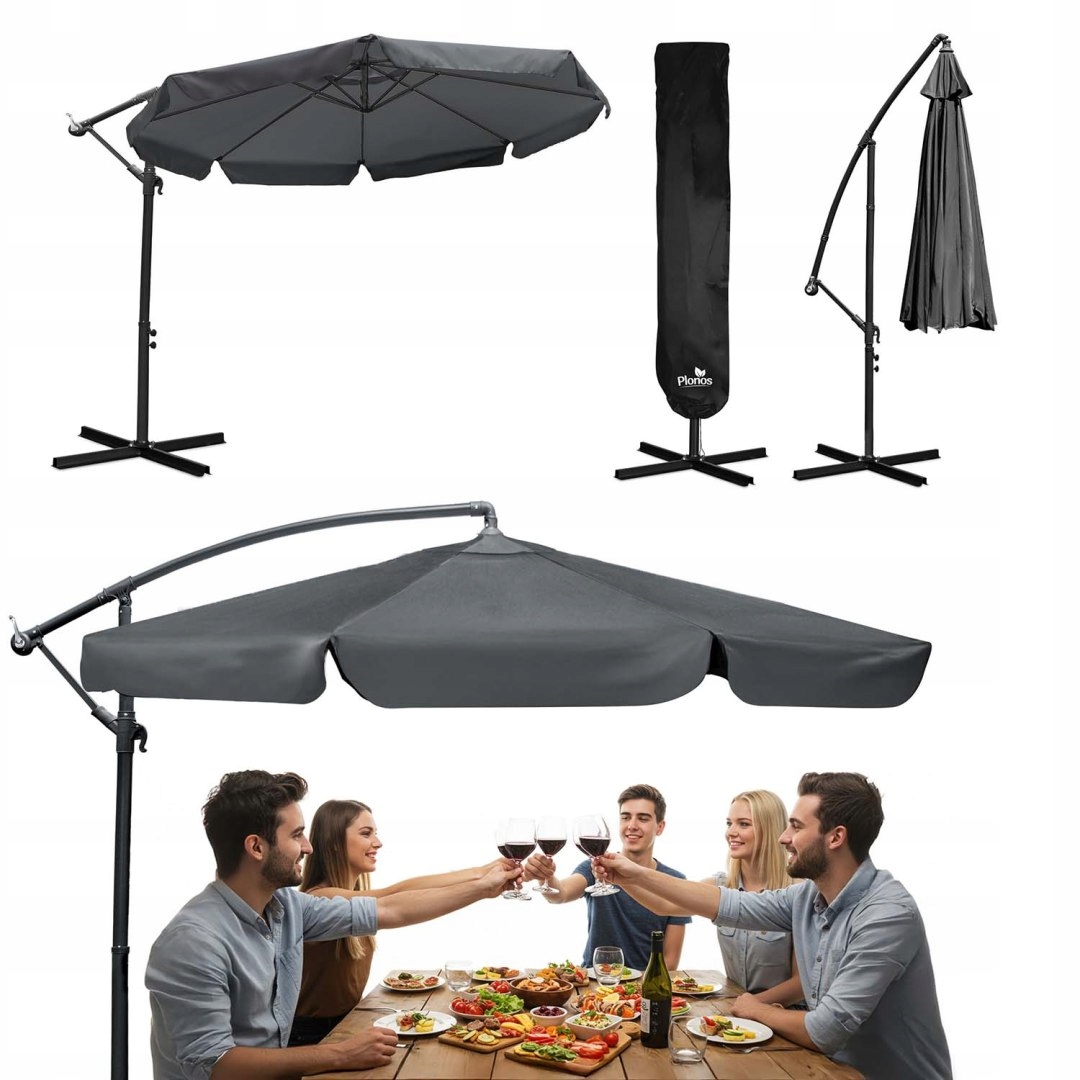 Zahradní slunečník 8 segmentový 350 cm s potahem Plonos PL-881 Plo