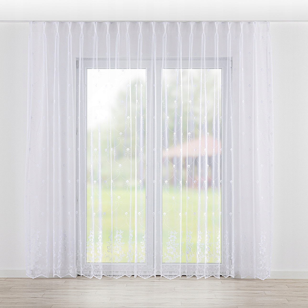 Hotová Záclona na dvojitých flex hácích Woalowa 300 x 245 cm, bílá