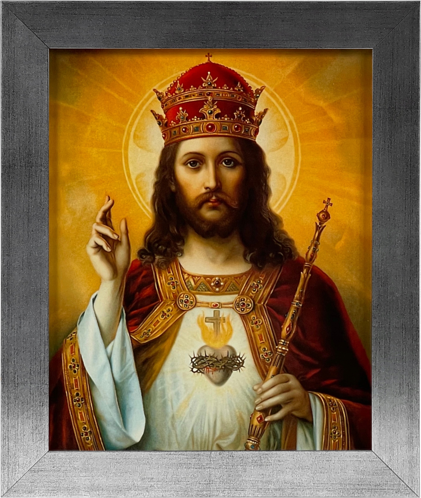 

Obraz 30x25 Jezus Chrystus Król Srebrna Rama