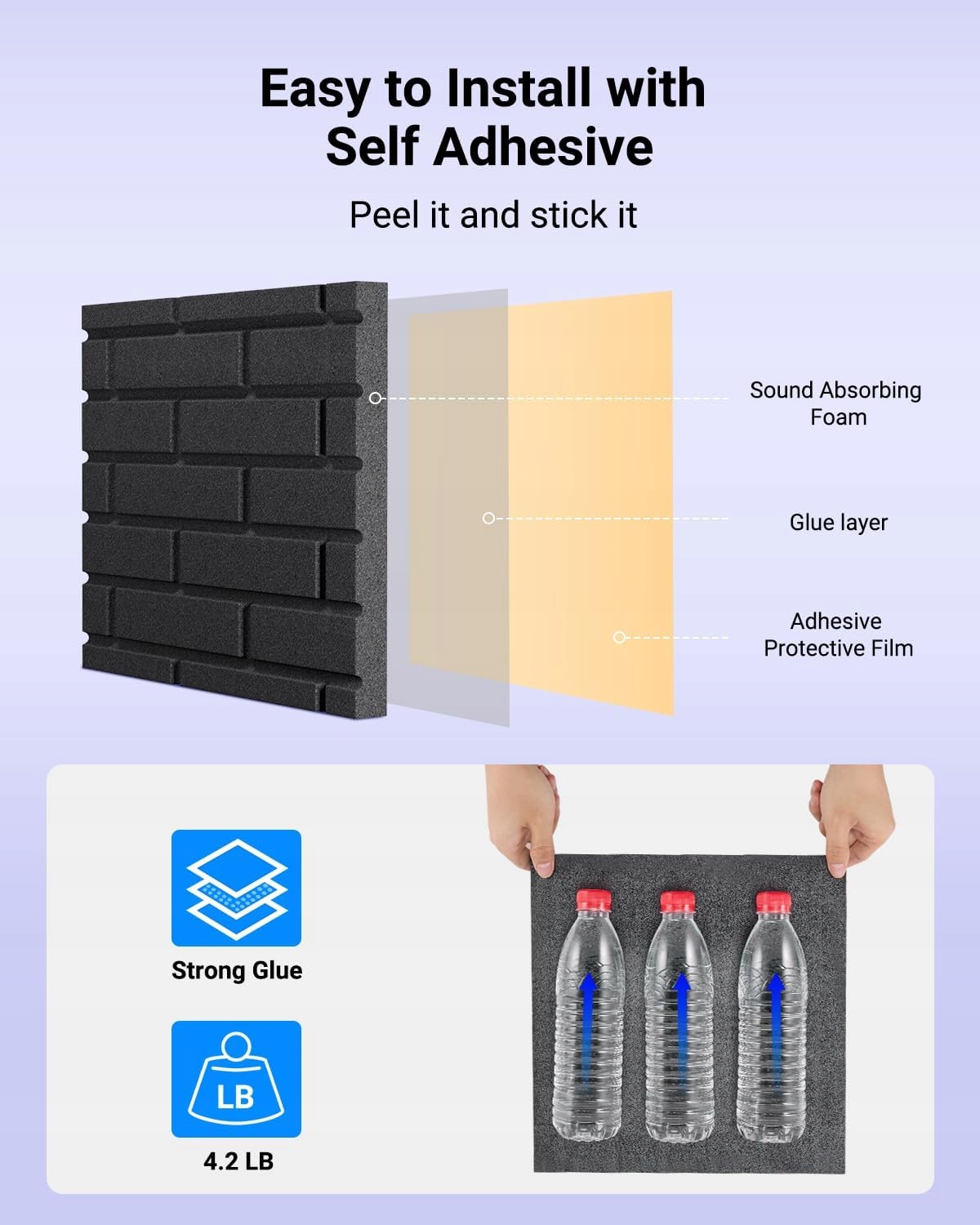 Panele Akustyczne Gęste 12X 30.5X 30.5X 2.5 CM Czarne Wygłuszające Cegła