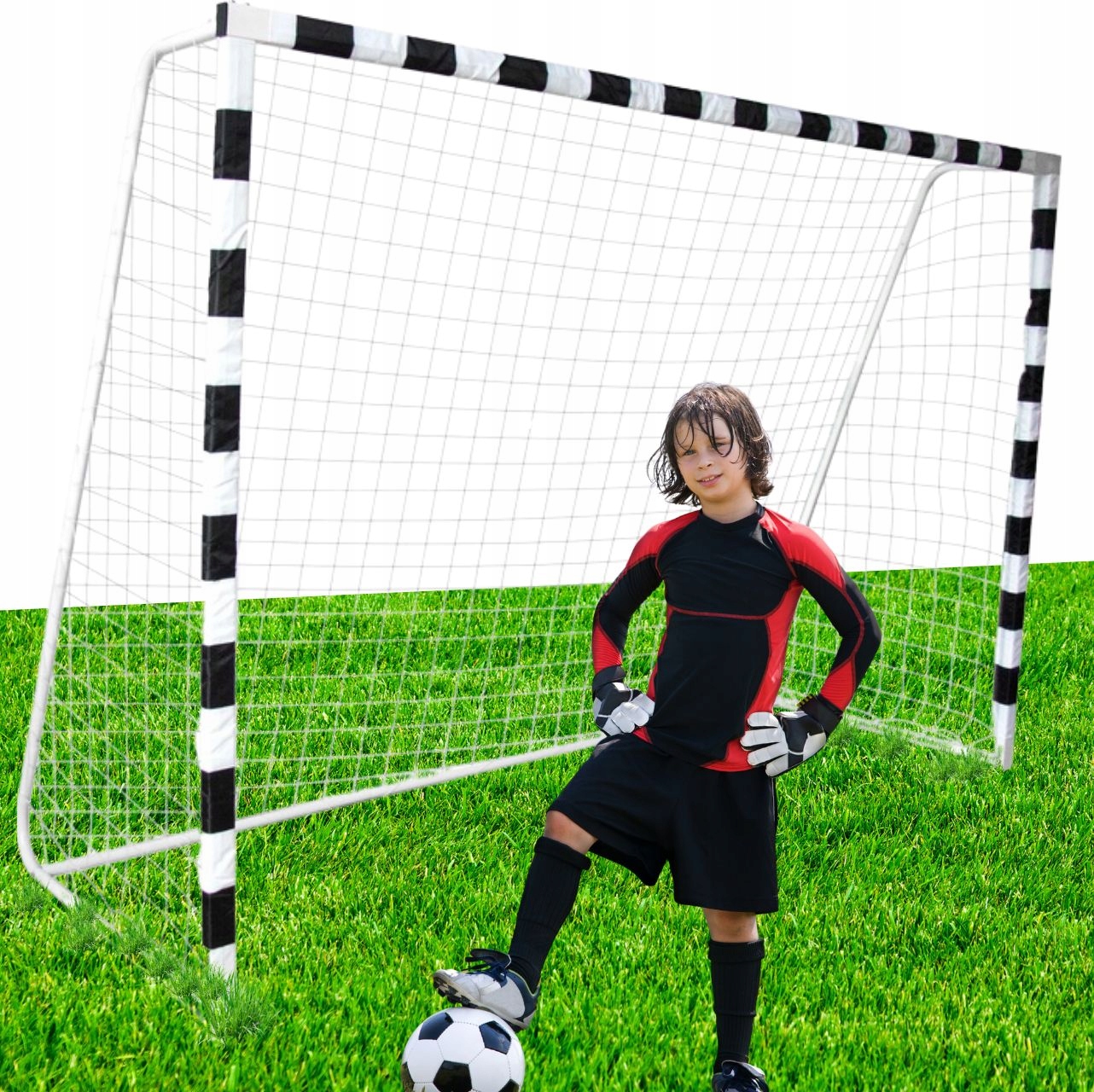 Duża Przenośna Stalowa Bramka XXL Piłkarska Treningowa 300X200X90cm