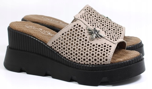 Dámské Nazouváky na klínku Kožené Loretta Vitale 3004 Šedá Béžová r41