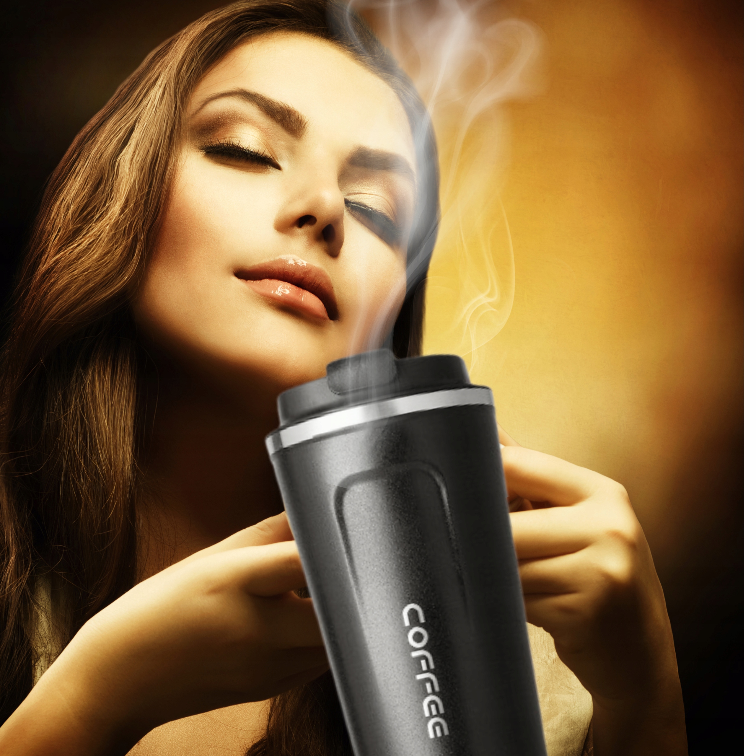 KUBEK TERMICZNY TERMOS 510 ML WYŚWIETLACZ EKRAN LCD NA KAWĘ HERBATĘ SMART Wysokość 17.5 cm