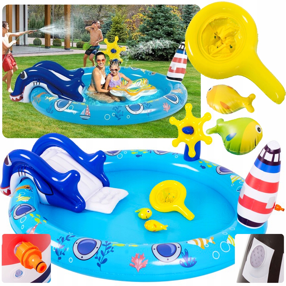 Basen Dla Dzieci Wodny Plac Zabaw Park Wodny Zjeżdżalnia Zabawki Fontanna