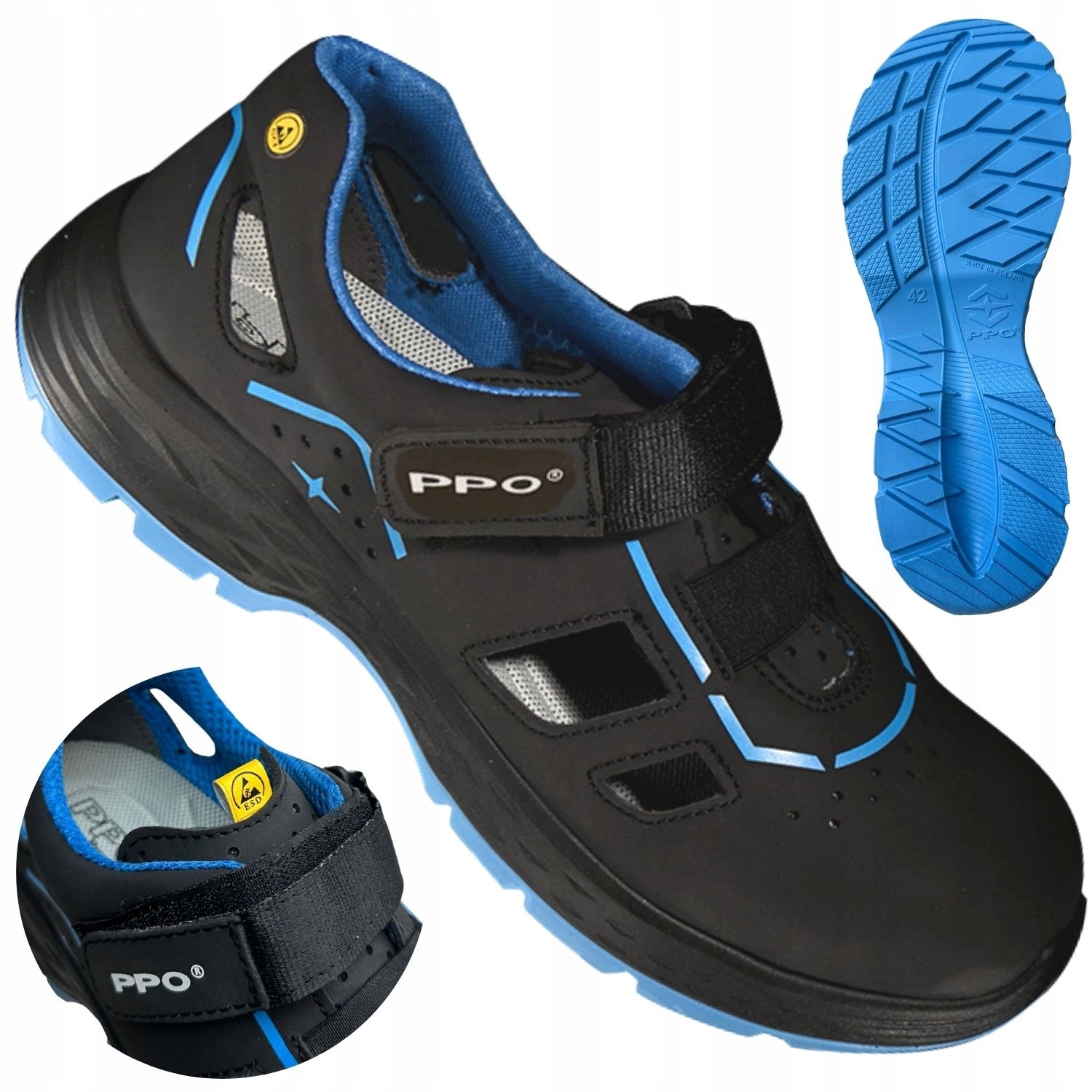 Buty robocze sandały ochronne lekkie Ppo Strzelce Opolskie SX2 S1P Esd 38