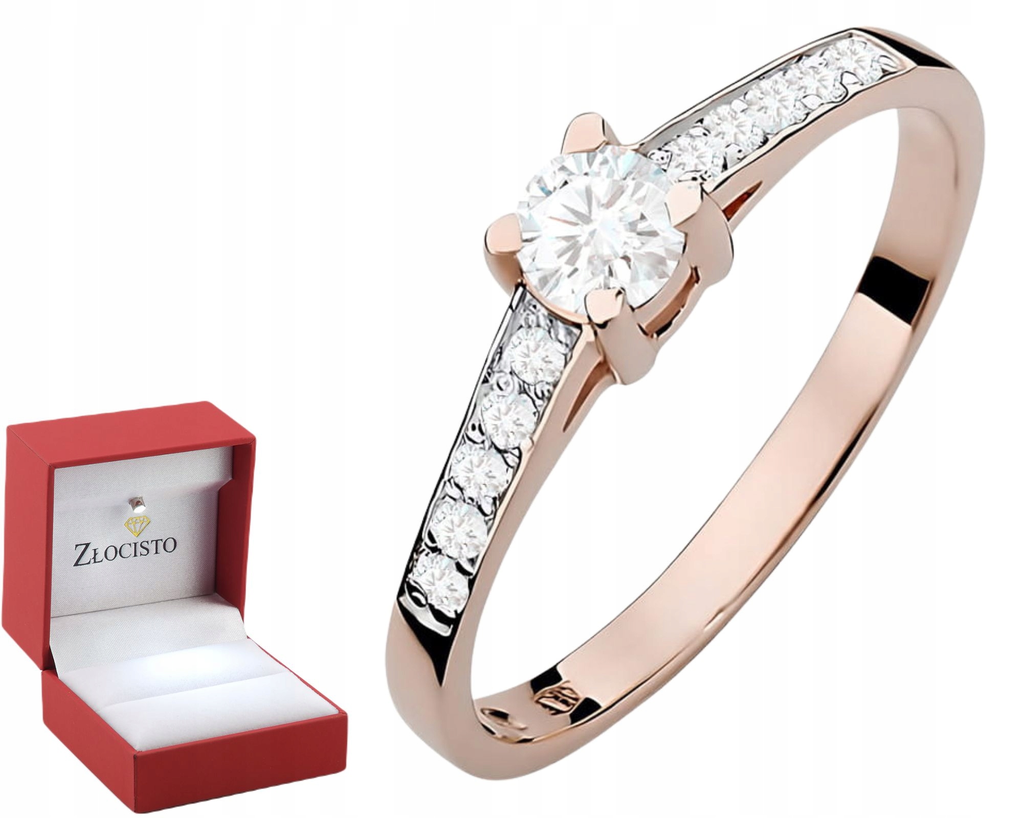 Růžové Zlato Prstýnek 0,585 Laboratorní Diamanty 0,45 Ct Gravírování