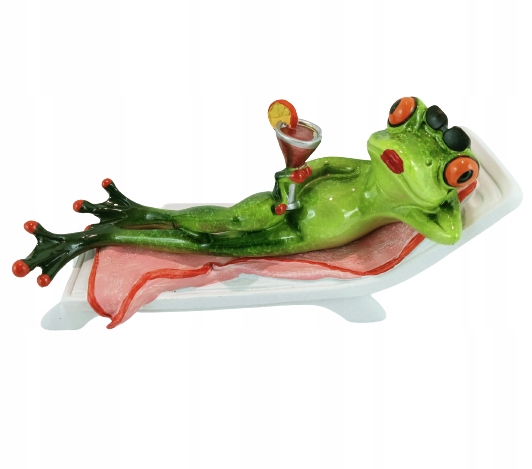 FIGURKA ŻABA NA LEŻAKU Z DRINKIEM Producent PP