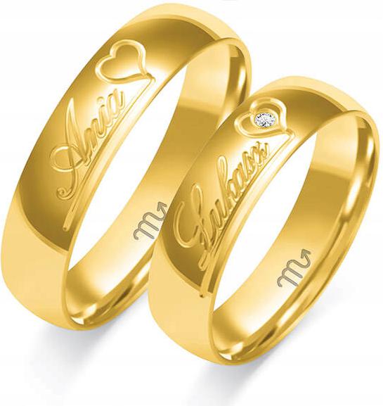 Zlatý snubní prsten na svatba se jménem 585 vel 14 15 16, exkluzivní kolekce