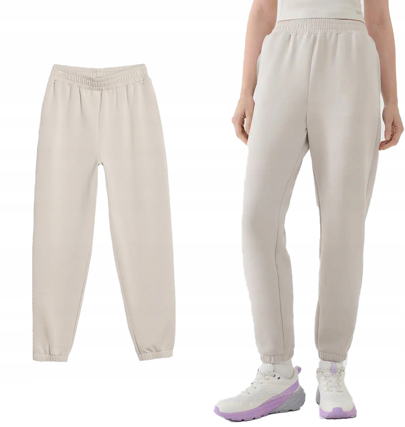 Sportovní tepláky 4F F1010 s modalem, joggery, béžové, L