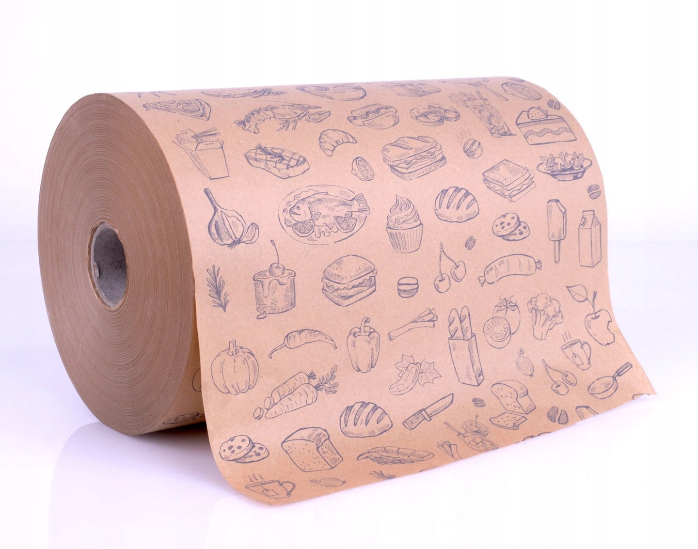 Papier szary/ brązowy pakowy Pe w roli 35cm z nadrukiem piktogram -10kg