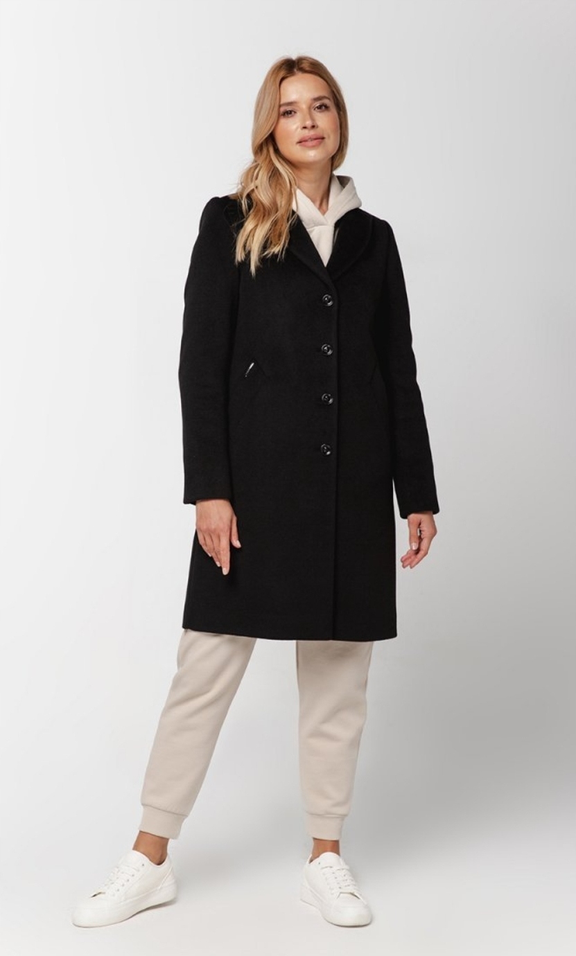 Passero kabát podzimní a zimní klasický bez kapuce Emilia černý velikost 38