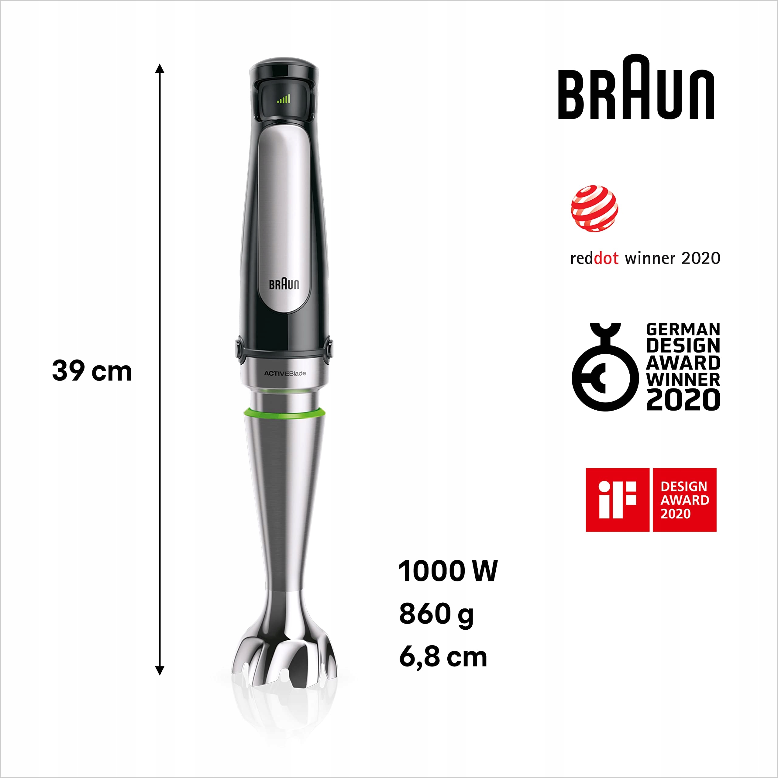 BRAUN MultiQuick 7 Blender Ręczny 1000W Zestaw Akcesoriów Stal Nierdzewna — miniatura 3