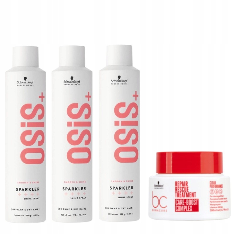 Schwarzkopf Osis+ Sparkler Shine spray 3x 300 ml maska 200 ml