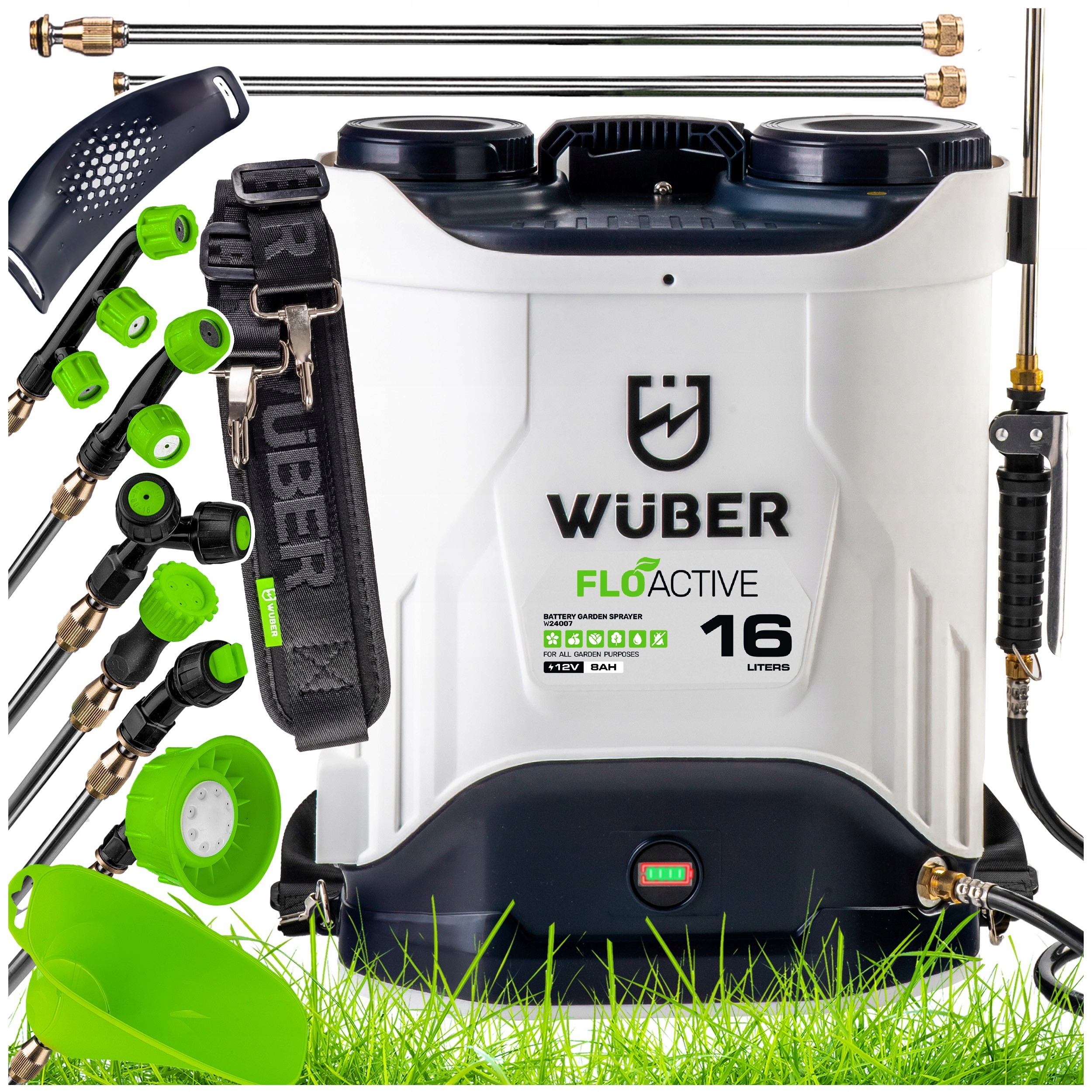 Opryskiwacz Akumulatorowy 16L Ciśnieniowy Plecakowy Mikser Zestaw Dysz Led