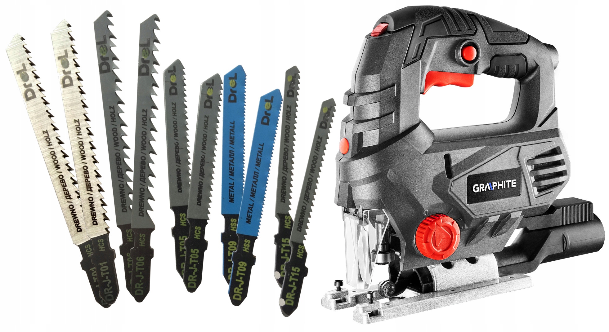 GRAPHITE WYRZYNARKA SIECIOWA 800W 3-STOPNIOWA REGULACJA+10BRZ 58G077+10NOŻY