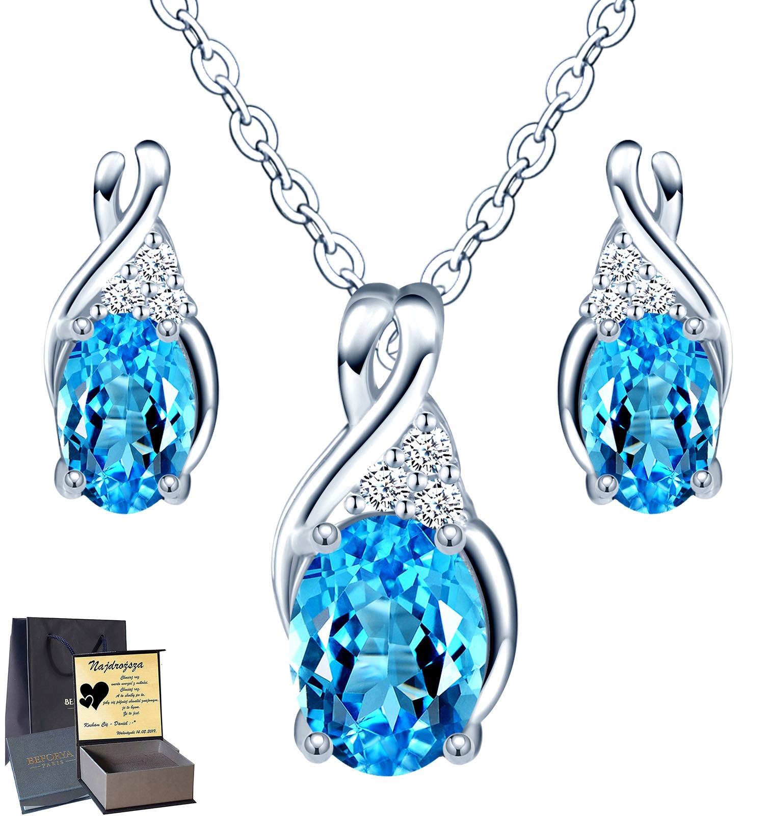 

Infinity Walentynki Zestaw Swarovski Srebro Grawer