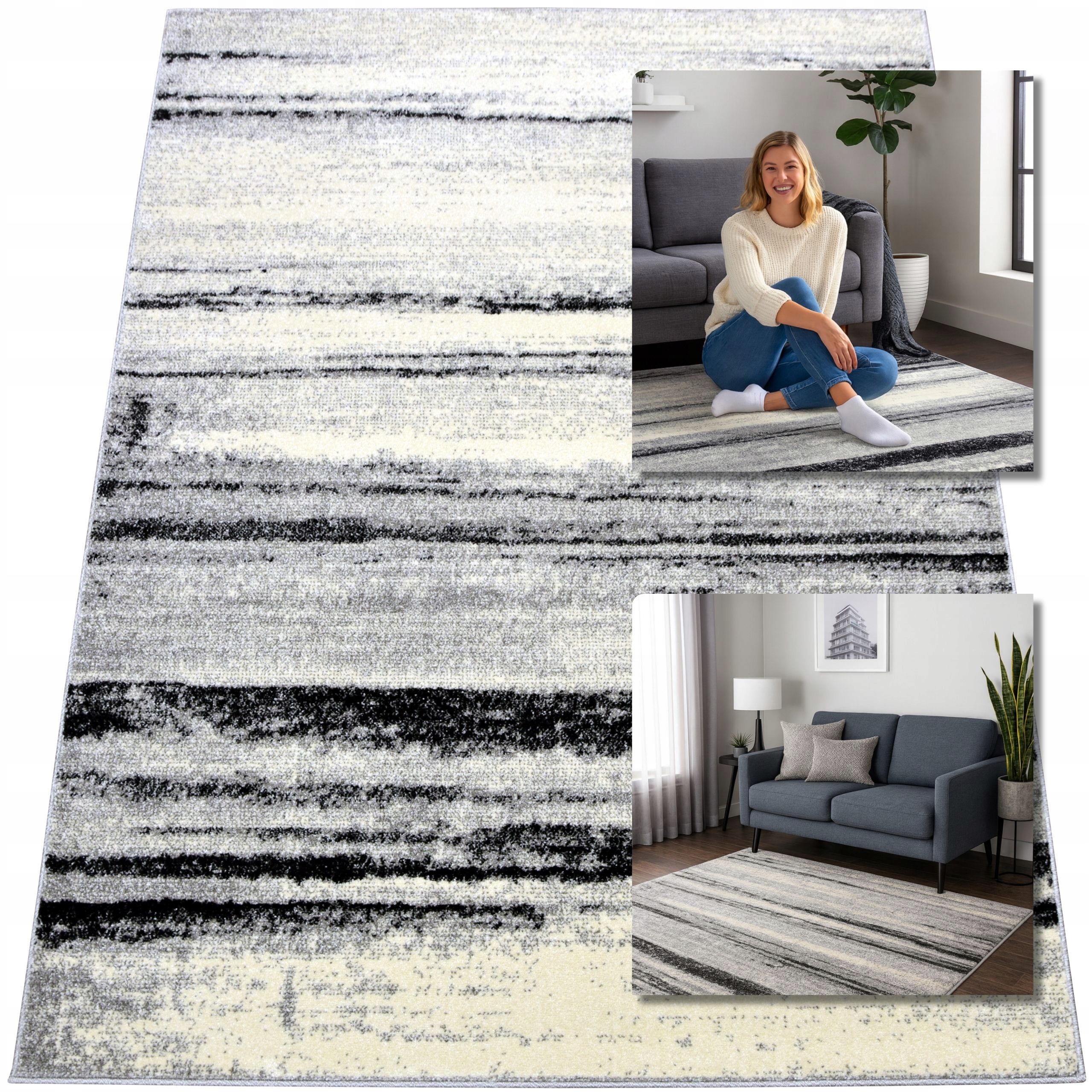 Moderní Koberec Módní Šedý Koberec Do Obývacího Pokoje Adventure 13 mm 160x230