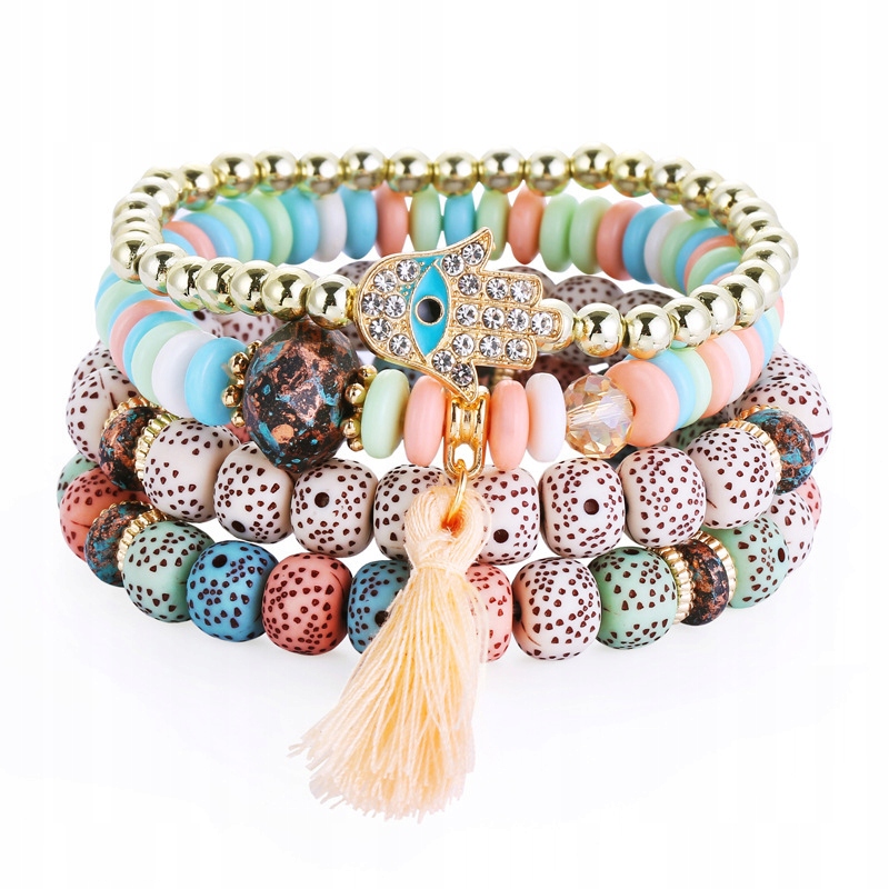 

Zestaw Bransoletka 4w1 Boho Pastelowe Koralik
