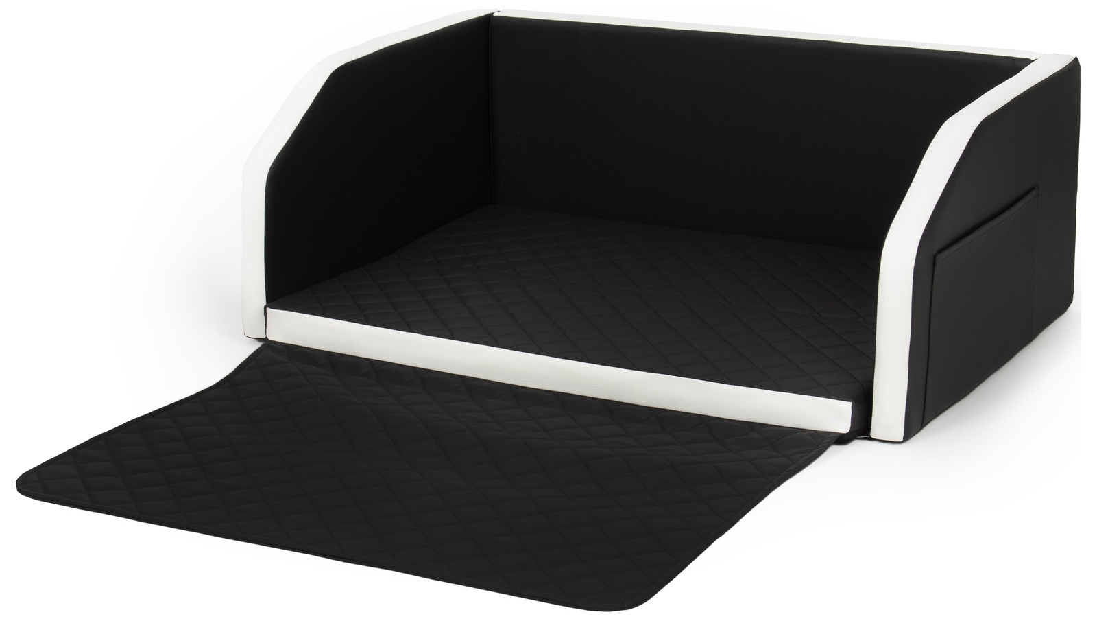 Skládací přepravka do auta pro psa do zavazadlového prostoru s matrací a pásem