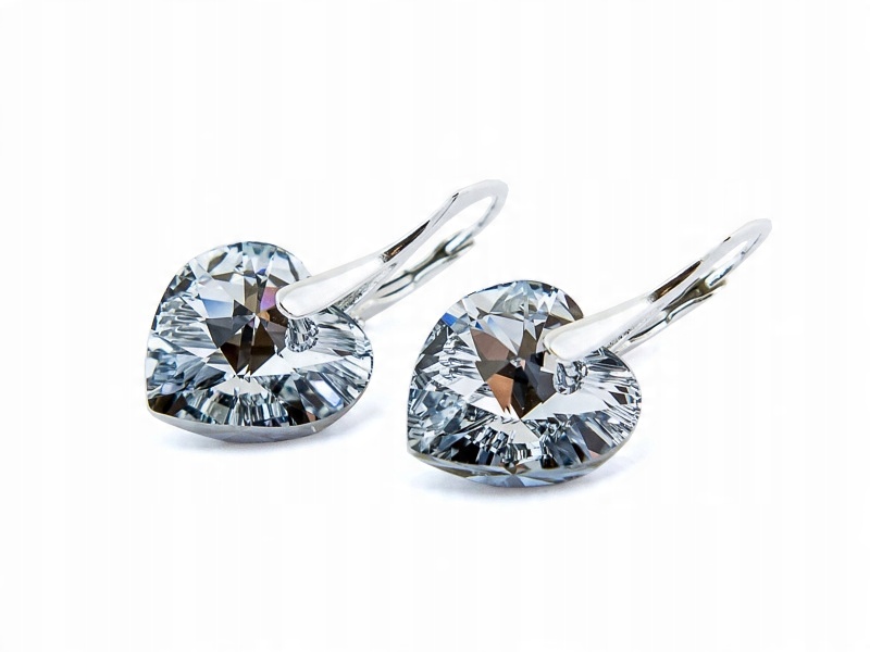 

Srebrne Kolczyki 925 z kr. Swarovski Serca 14 Cal
