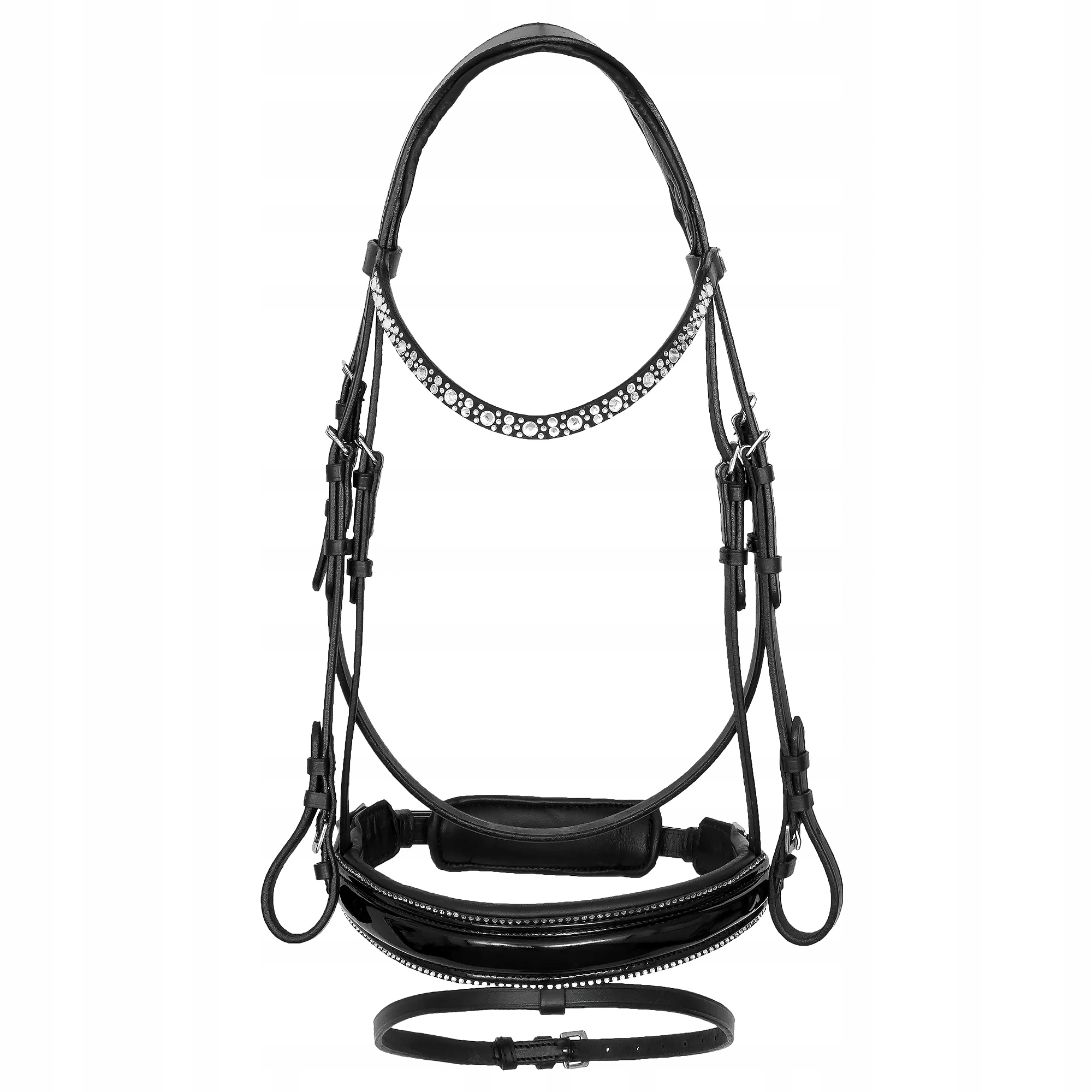 Ogłowie dla konia Equestrian Queen Dione skórzane kryształki czarne Full
