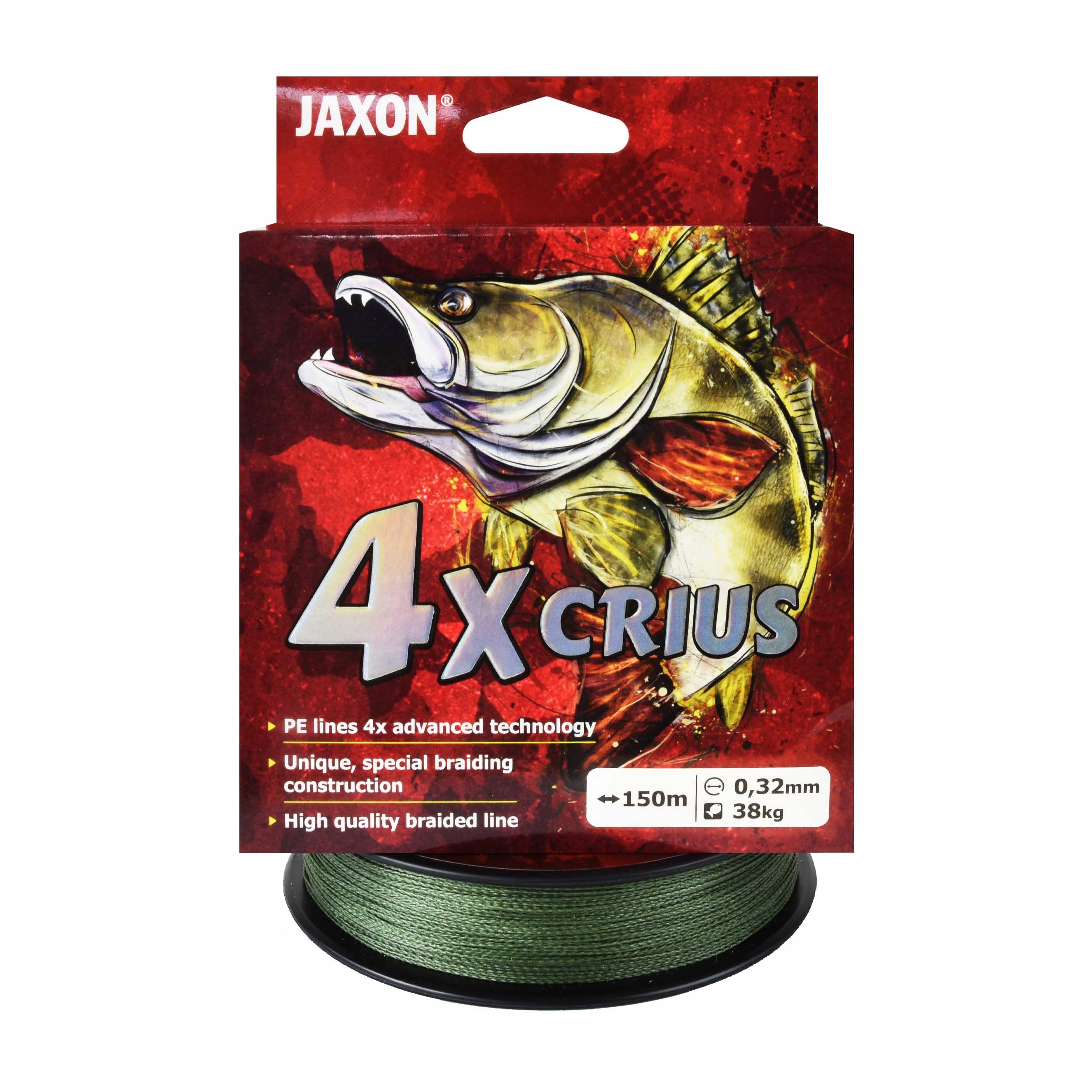 Plecionka spinningowa Jaxon Crius 4X ciemnozielona 0.32mm 150m 38kg 1szt.