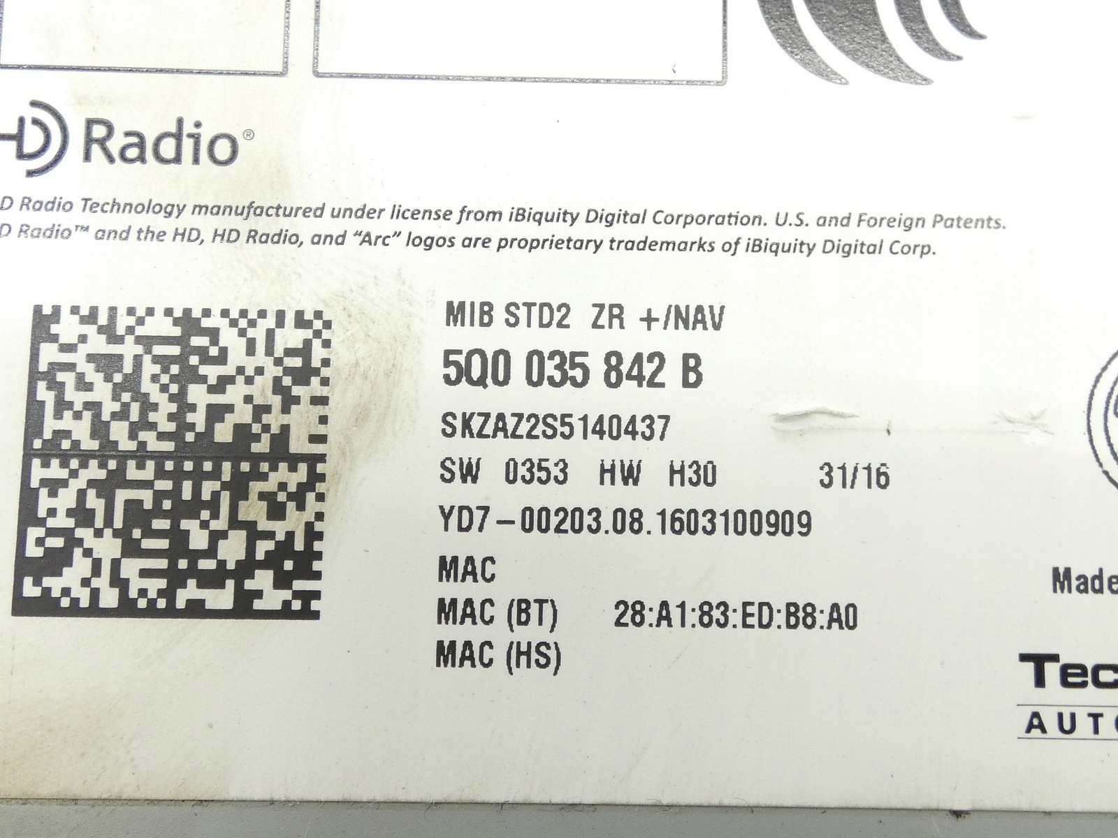 card reader SD MULTIMEDIA navigation devices MMI SKODA OCTAVIA III 5Q0035842B