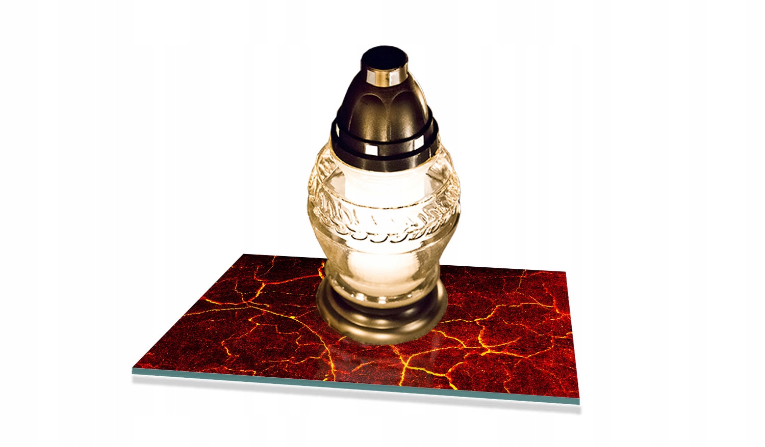 Podstawka pod ZNICZE Szkło Hartowane ze wzorem Czerwony MARMUR 30x22cm